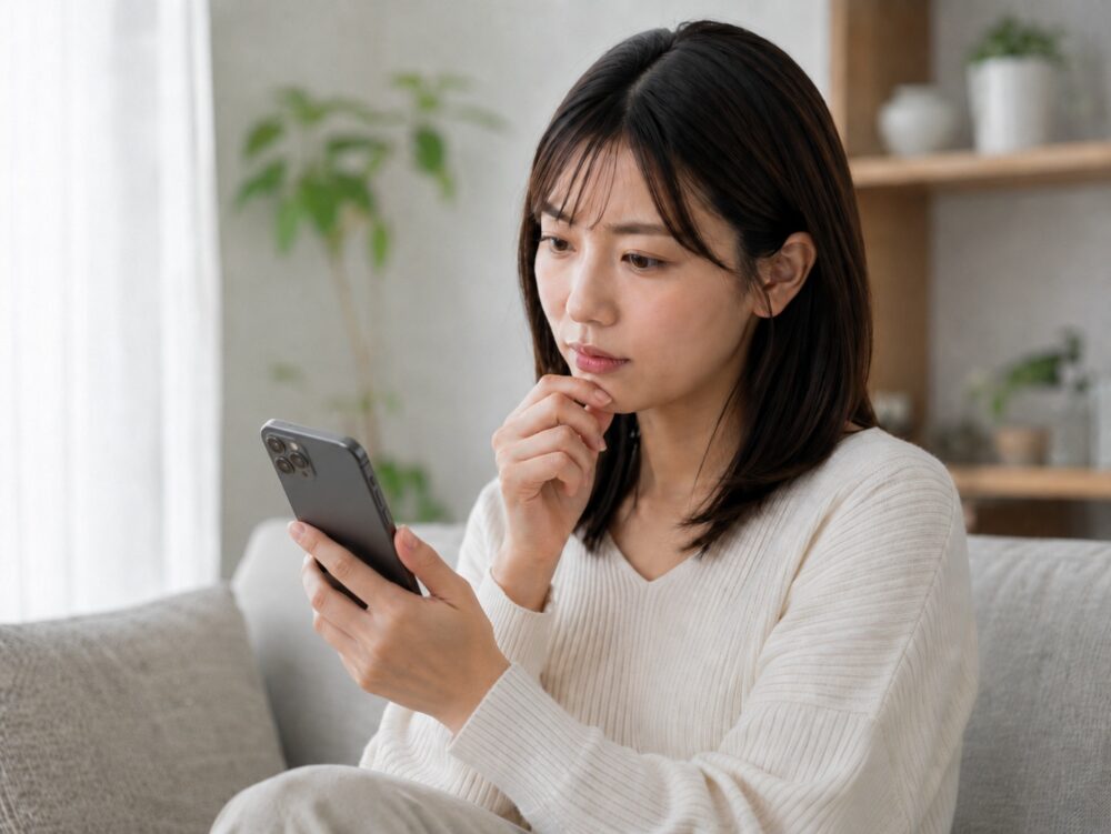 サロンを探して迷う女性
